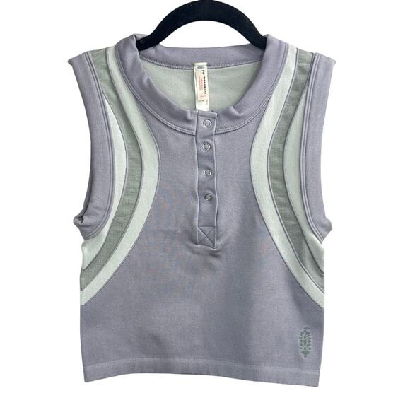 New Free People Movement Free Kick Crop Henley Muscle Tank Women's Size XS - Picture 5 of 8